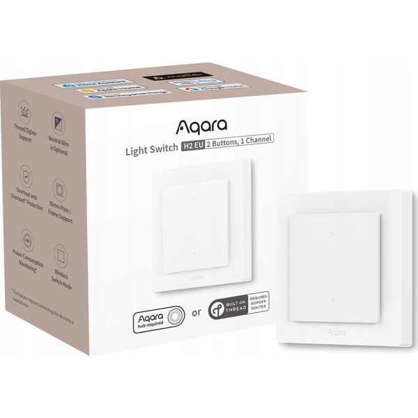 AQARA Light Switch H2 EU egy áramkörös két gombos okos villanykapcsoló