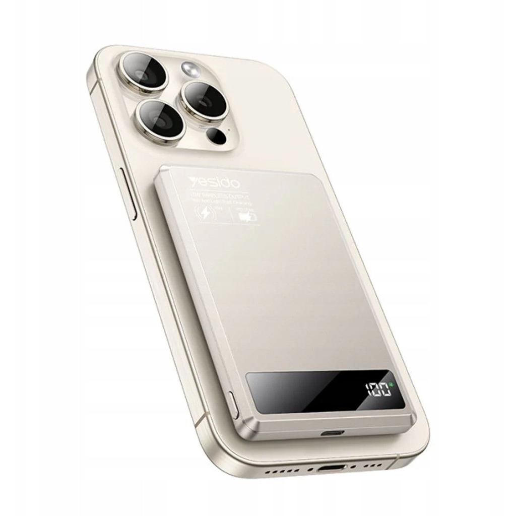 4kom.pl Yesido YP66 5000 mAh 20W Power Bank USB-C + MagSafe Arany