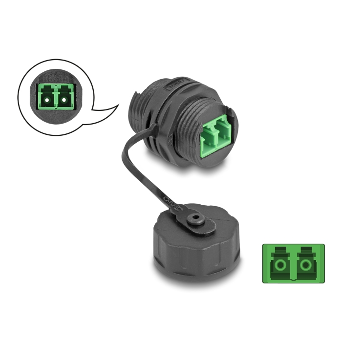 Delock Optikai kábel csatlakozó LC Duplex anya - LC Duplex anya védő kupakkal vízhatlan (88033) (88033)