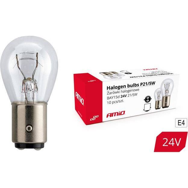 AMiO Żarówki halogenowe P21/5W BAY15D 24V 21W/5W 10szt. (E4)