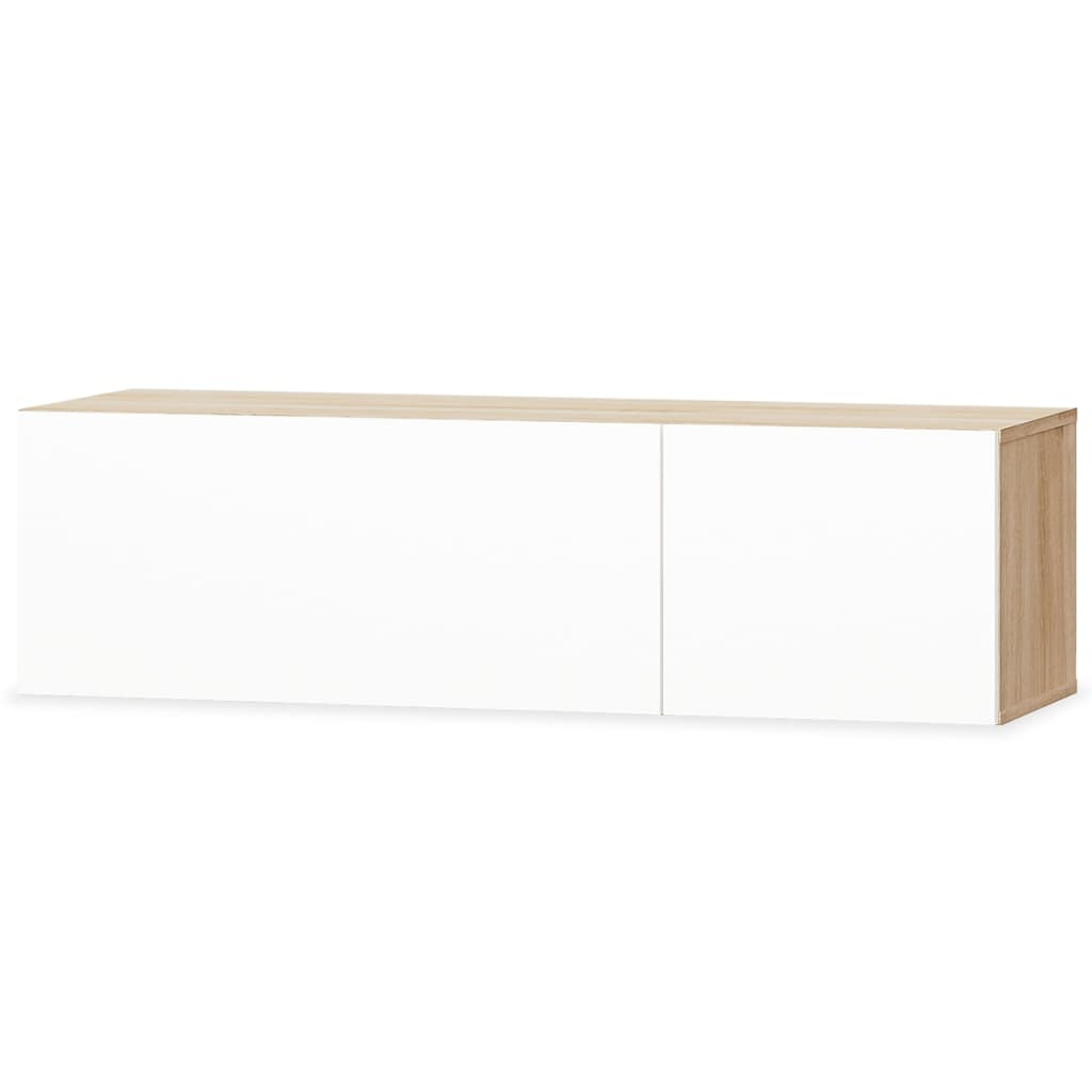 tölgyfa/fehér magasfényű furnér TV szekrény 120 x 40 x 34 cm (244871)