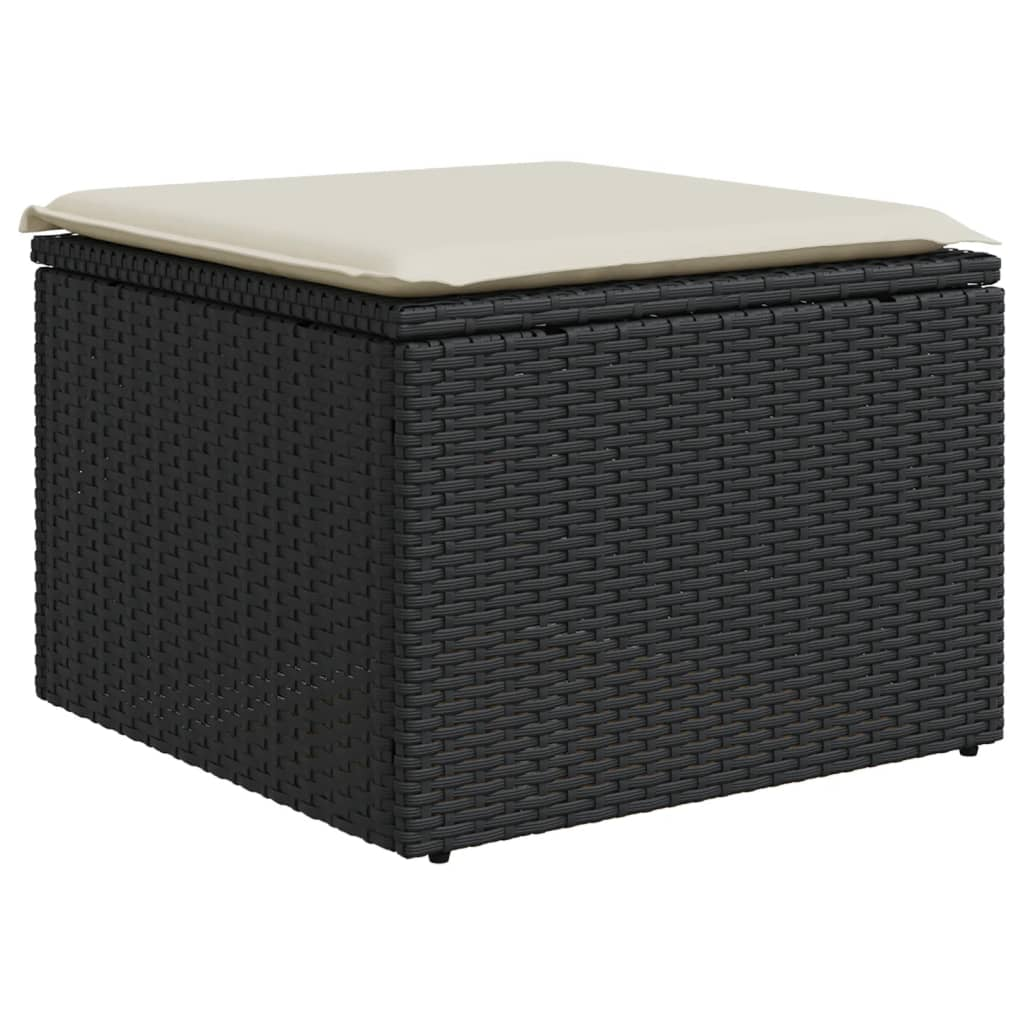 fekete polyrattan kerti szék párnával 55 x 55 x 37 cm (366001)
