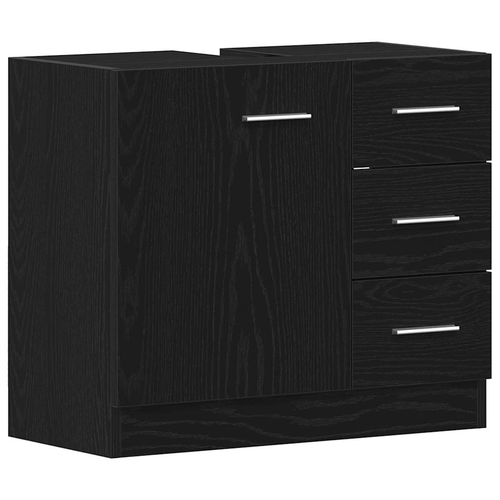fekete tölgy színű szerelt fa mosdószekrény 63x30x54 cm (862022)