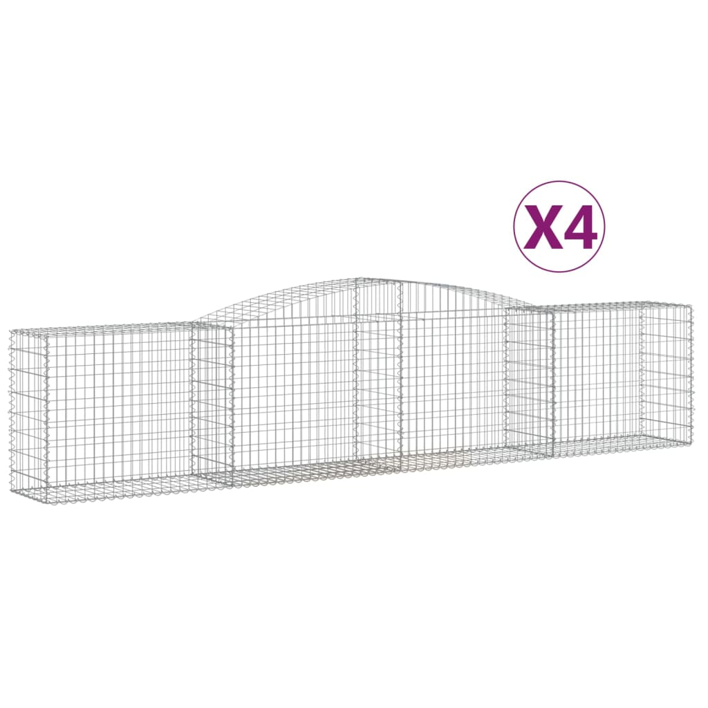 4 db íves horganyzott vas gabion kosár 400x50x80/100 cm (3146985)