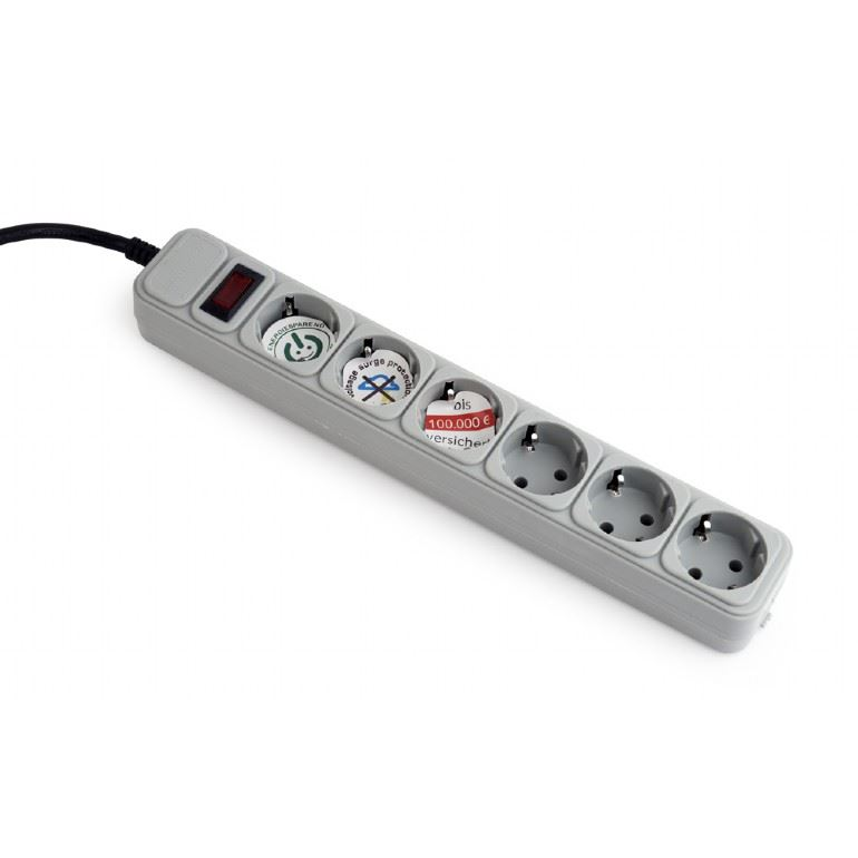 Gembird túlfeszültségvédő elosztó 6dugalj 1.8m szürke (SPG6-B-6C) (SPG6-B-6C)
