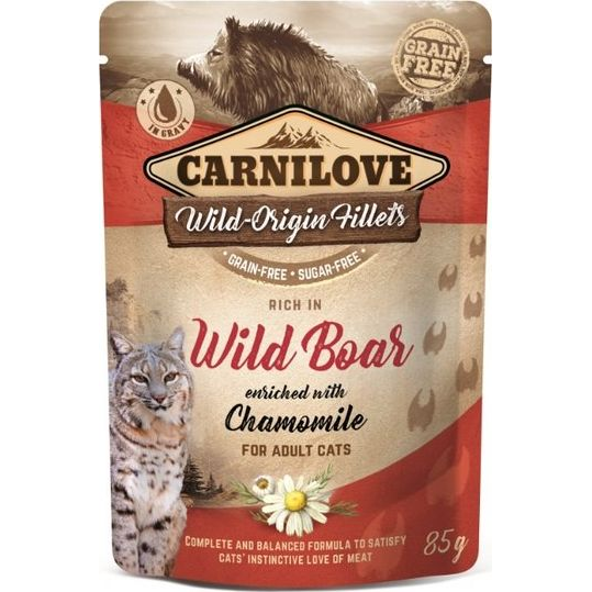 Carnilove Cat tasakos Wild Boar with Chamomile - Vaddisznó kamillával 85g (104-100393)