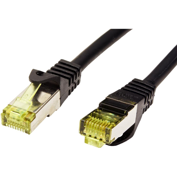 OEM S/FTP patch Cat 7, RJ45 csatlakozó, LSOH, 0.25m, fekete