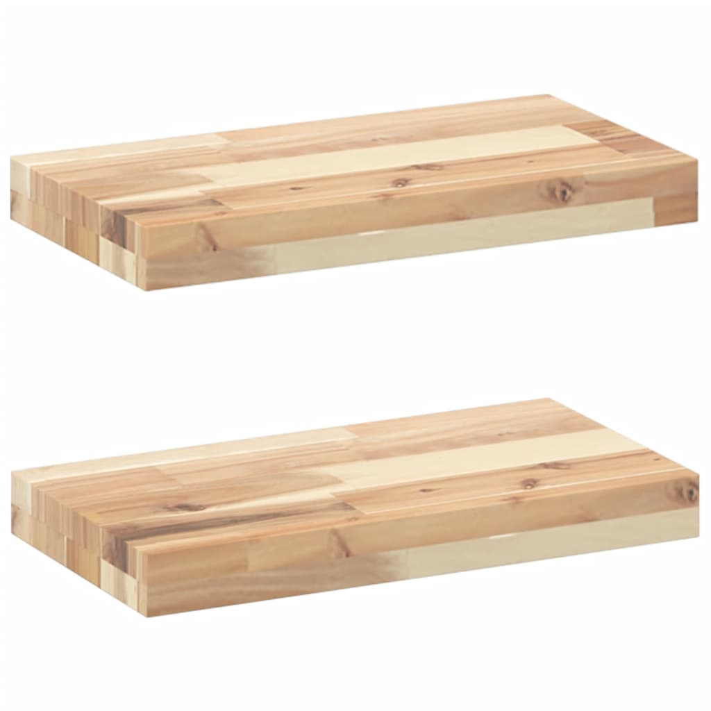 2 db kezeletlen tömör akácfa függőpolc 60 x 20 x 4 cm (3279420)