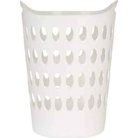 Cesto Redondo De Plástico Para Ropa Sucia. 50 Litros De Capacidad. Blanco