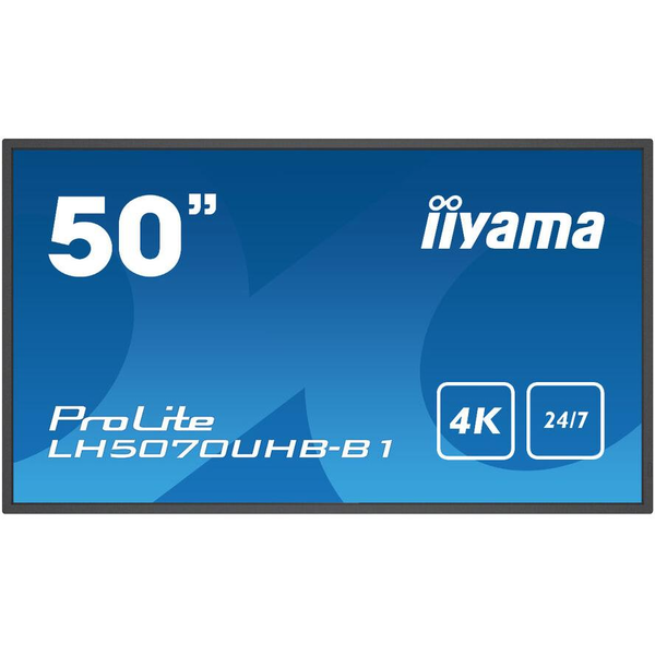 iiyama LH5070UHB-B1 дисплей за сигнализация Обществен цифров плосък панел 125,7 см (49.5") VA 700 cd/m² 4K Ultra HD Черен Вграден процесор Android 9.0 24/7