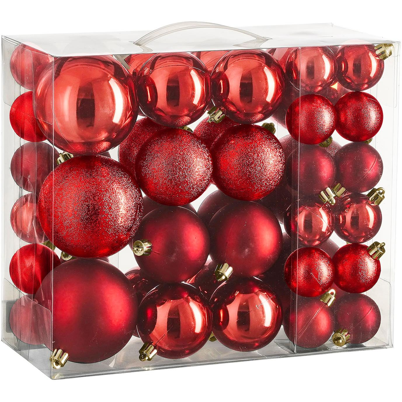 LAALU díszkészlet: vegyes piros díszek 4, 6, 8 cm, 46 db (LAU-6233)