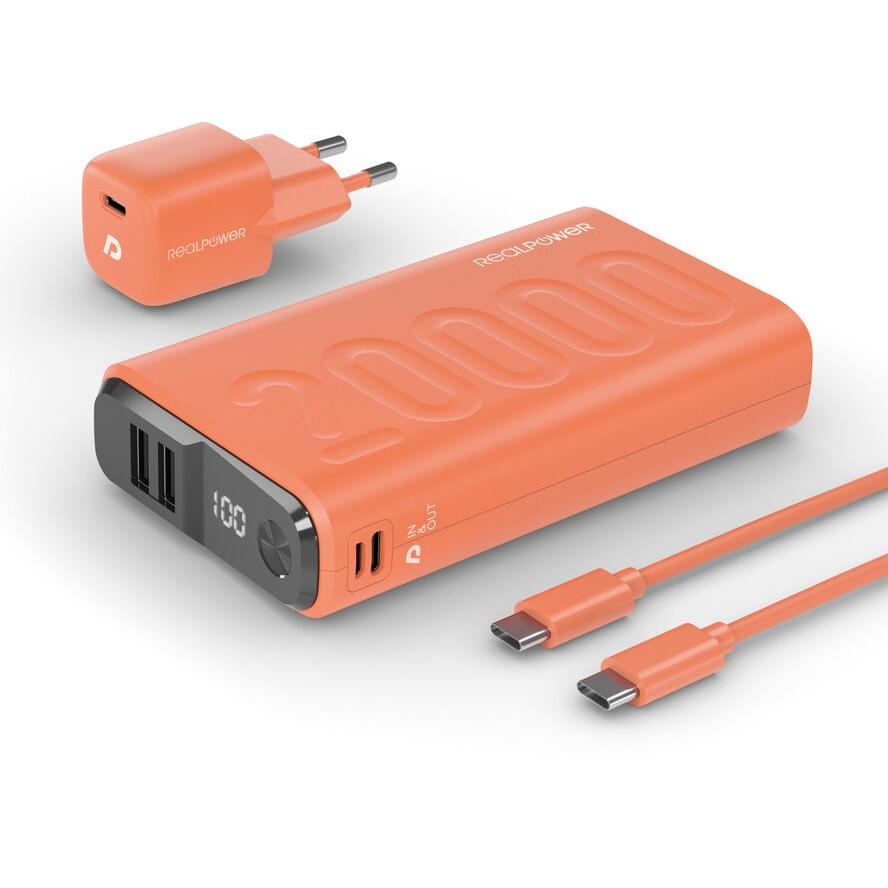 Powerbanka RealPower 20000 mAh oranžová (390656)