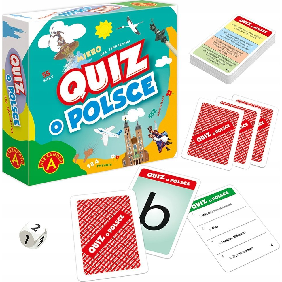Alexander Quiz O Polsce kieszonkowa oktatójáték 55 kártya (5906018028645)