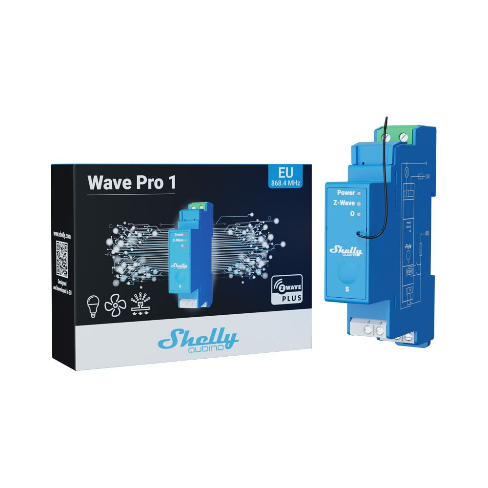 Shelly Qubino Wave PRO 1 egy áramkörös DIN-sínre illeszthető okosrelé Z-Wave protokoll kompatibilis (ALL-REL-WAVEPRO1) (ALL-REL-WAVEPRO1)