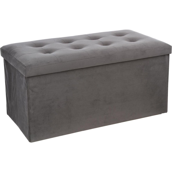 Puff De Terciopelo Lysandre - Gris - 75,7x37,5x38cm Atmosphera