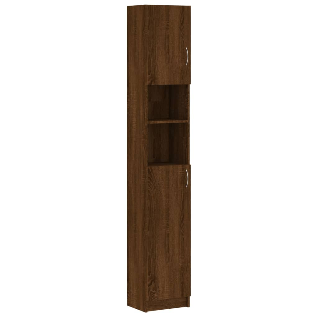 barna tölgy színű szerelt fa faliszekrény 32x25,5x190 cm (815539)