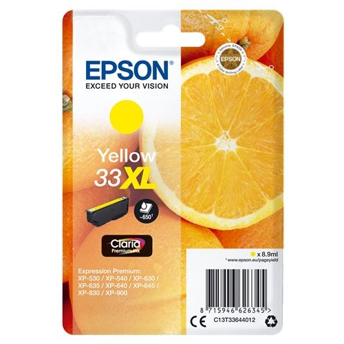 Epson Oranges C13T33644012 blækpatron 1 stk Original Højt (XL) udbytte Gul