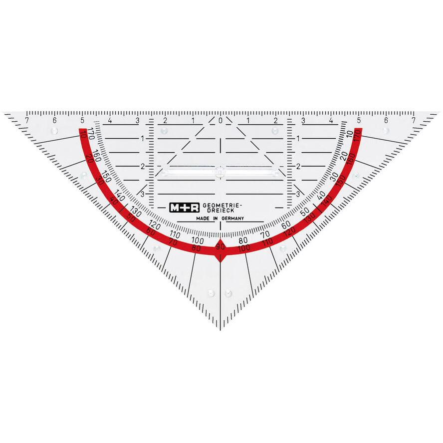 M+R Geodreieck 17cm glasklar rot hinterlegt 1 Stück (723170040) (723170040)