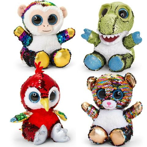 Keel Toys Animotsu: Nagyszemű színes flitteres plüss többféle 20cm (SF2485)