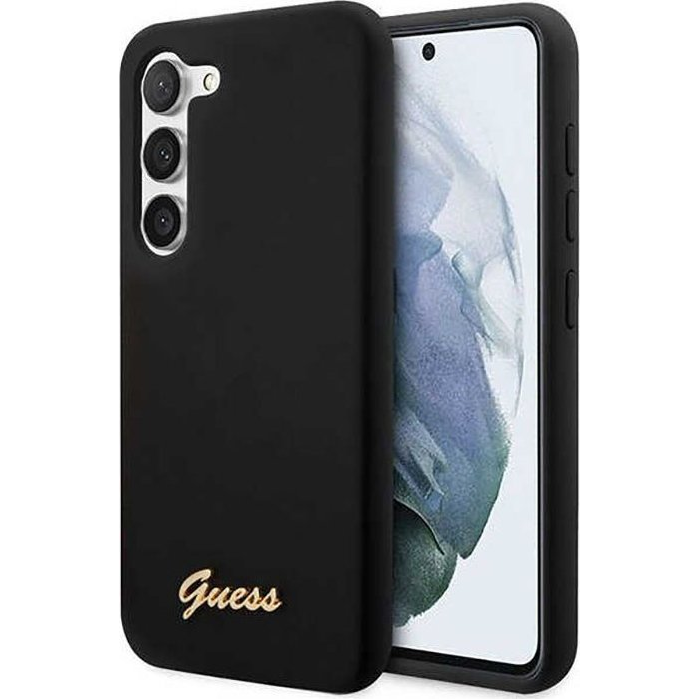 Guess Silicone Vintage Gold Samsung Galaxy S23+ szilikon tok, fekete (GUHCS23MSLSMK)