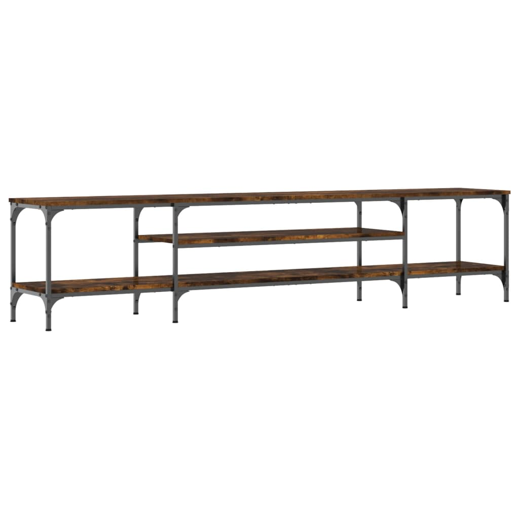 füstös tölgyszínű szerelt fa és vas TV-szekrény 201x35x45 cm (831815)