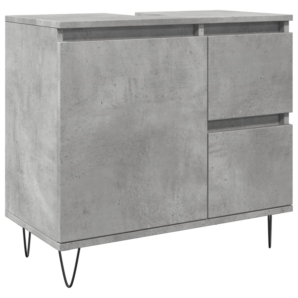 betonszürke szerelt fa fürdőszobai mosdószekrény 65x33x60 cm (857225)