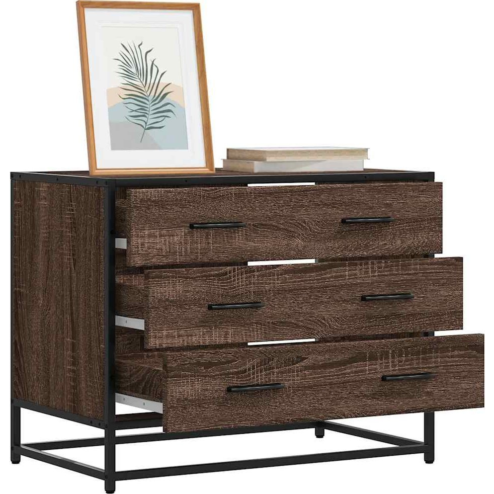 barna tölgy szerelt fa fiókos szekrény 70x41x56 cm (849078)