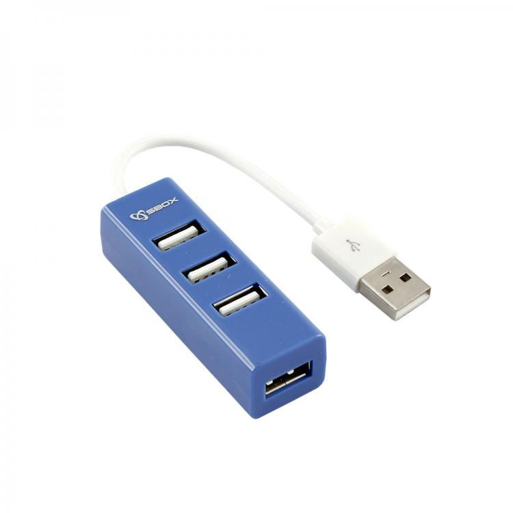 Sbox H-204BL USB 2.0 4 portos HUB kék (H-204BL)