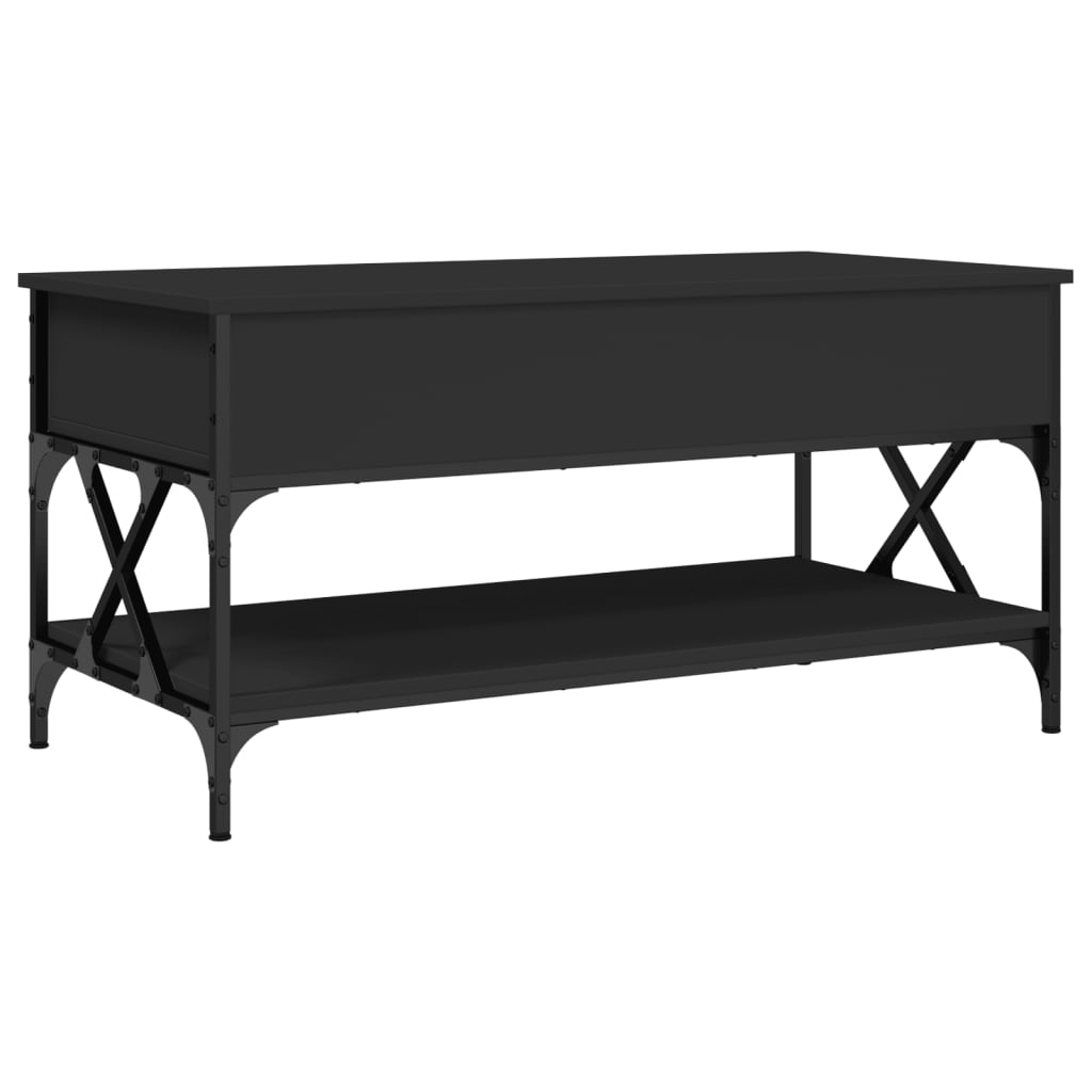 fekete szerelt fa és fém dohányzóasztal 100 x 50 x 50 cm (845356)