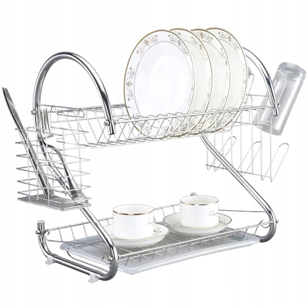 TOO KT-581 Mini Fém Kétszintes konyhai edényszárító 25 x 36 x 36 cm - Ezüst