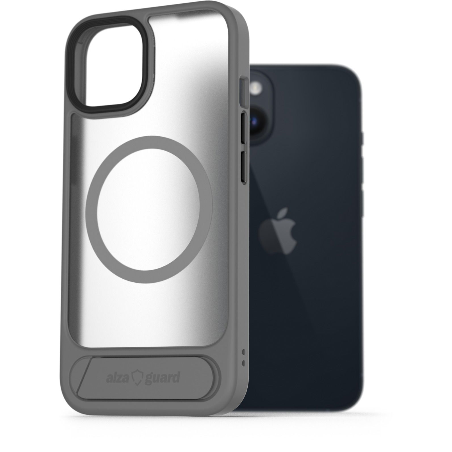 AlzaGuard Matte Case with Stand Compatible with MagSafe for iPhone 14 szürke tok (AGD-PCH00015Y)