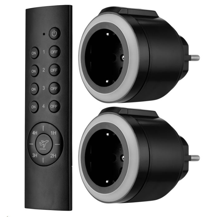 REV távvezérelhető dugalj szett fekete (0085520503) (rev0085520503)