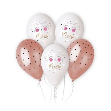 Gemar Cica mintás pöttyös prémium lufi - 5 db-os (GMS120/KOT) (GMS120/KOT)