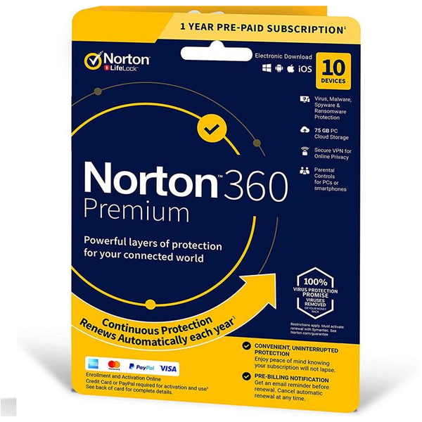 Norton 360 Premium + 75GB Cloud Storage - 10 eszköz / 1 év