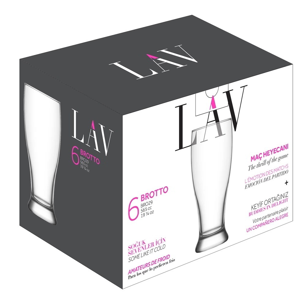 LAV Brotto Beer 565ml Sörös üveg pohár szett 6 darabos (LV-BRO29F)