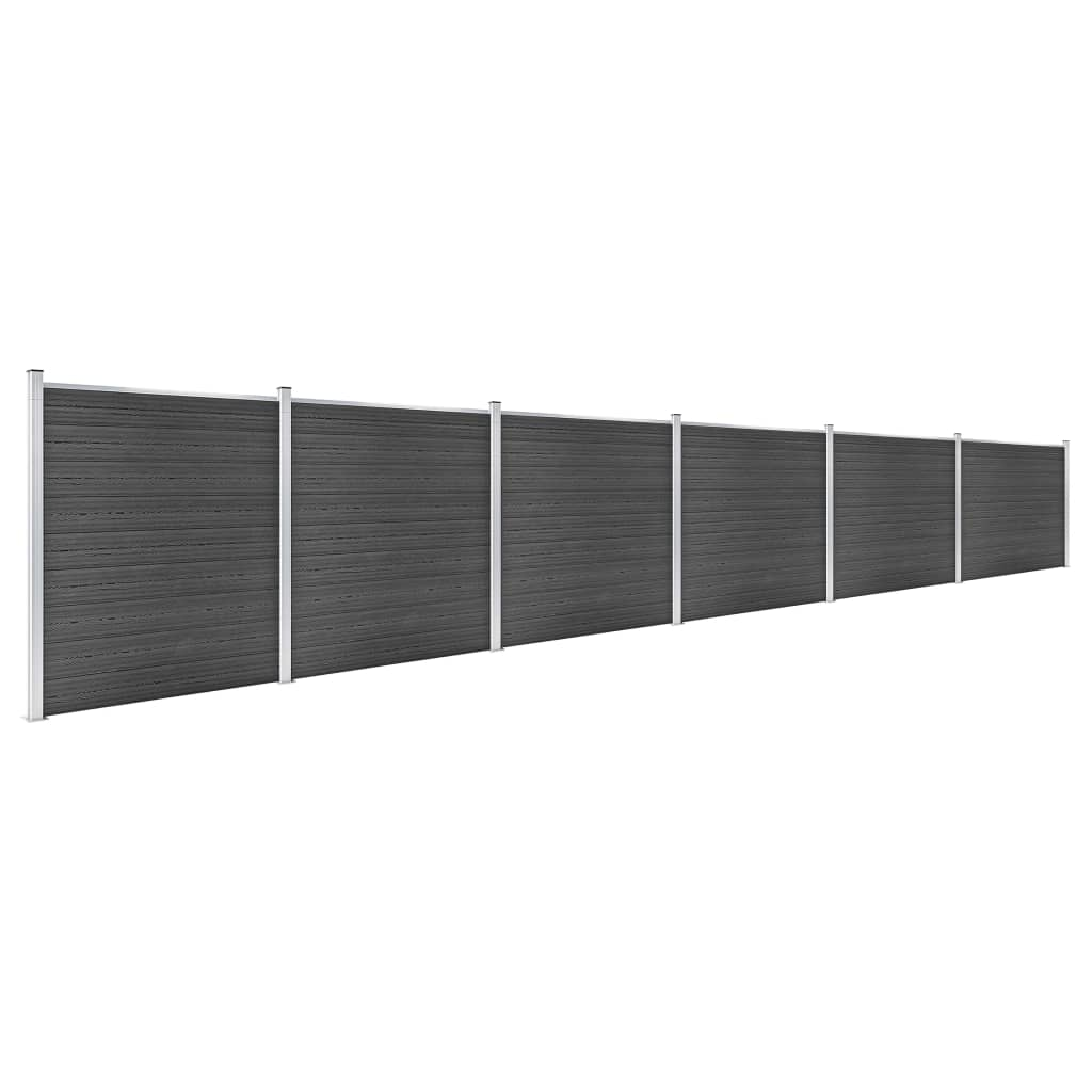 fekete WPC kerítéspanelszett 1045 x 186 cm (3070433)