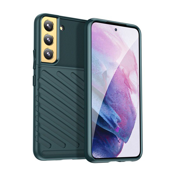 Szilikon telefonvédő (közepesen ütésálló, csíkos, dombor minta) SÖTÉTZÖLD [Samsung Galaxy S22 Plus 5G (SM-S906)] (5996591119762)
