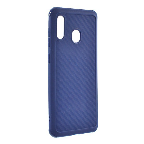 ROAR CARBON ARMOR szilikon telefonvédő (közepesen ütésálló, légpárnás sarok, karbon minta) KÉK [Samsung Galaxy A30 (SM-A305F)] (5996457895984)