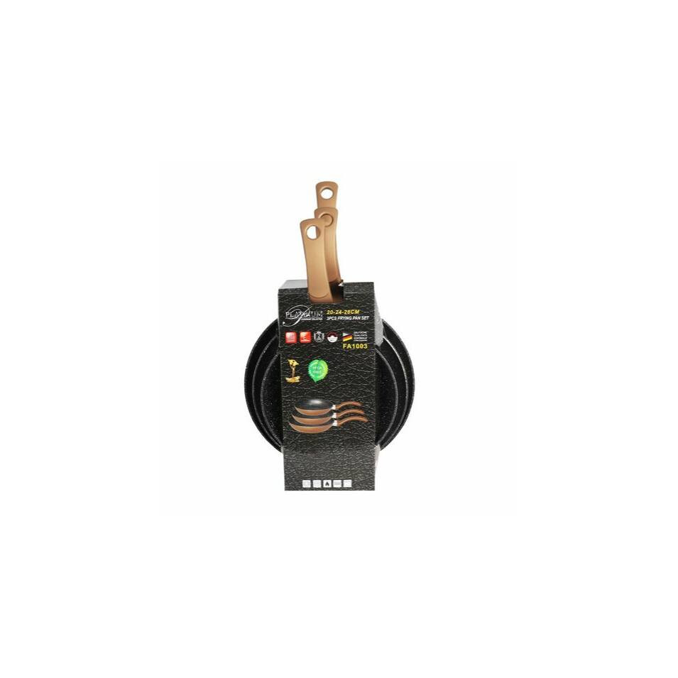 Platinum PL-FA1003 Serpenyő Készlet 20-24-28 cm - Bronz (PL-FA-1003-BRONZ)