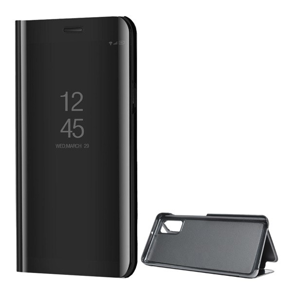 Tok álló (aktív FLIP, oldalra nyíló, asztali tartó funkció, tükrös felület, Mirror View Case) FEKETE [Samsung Galaxy A41 (SM-A415F)] (5996457950027)