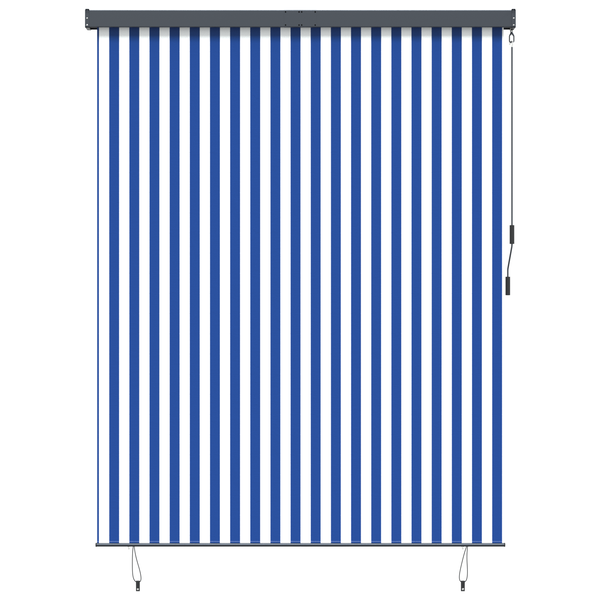 Jaluzea Rulou de Exterior Albastru și alb 220 x 250 cm țesătură