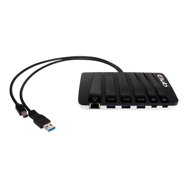 CLUB3D SenseVision USB3.0 Y-Cabled Docking Station Жичен USB 3.2 Gen 1 (3.1 Gen 1) Type-A + Mini DisplayPort 1.2 Черен, Сив