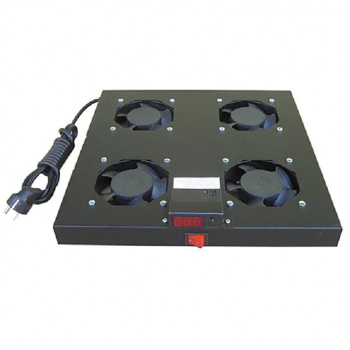 Formrack Ventilátor egység digitális termosztáttal 4 ventilátor - Fekete (F024F4DT)