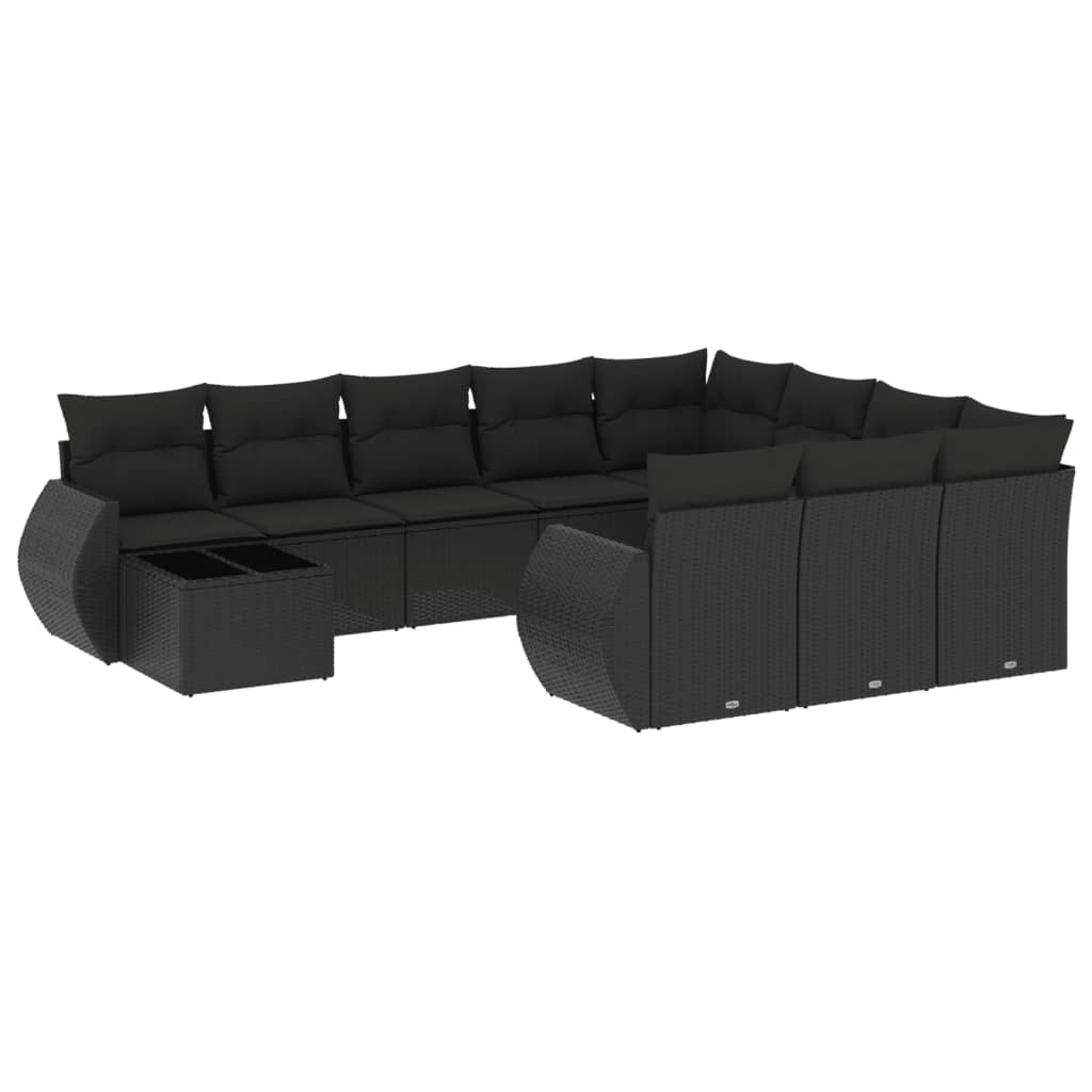 11 részes fekete polyrattan kerti ülőgarnitúra párnákkal (3221924)