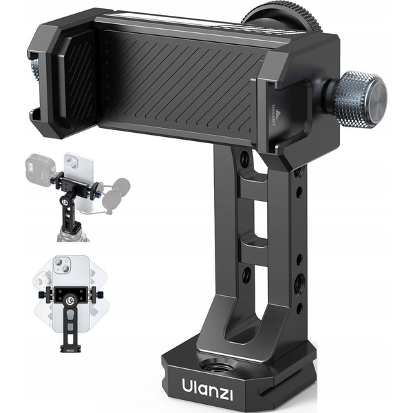 Ulanzi UL-M028 MA53 Elforgatható Telefontartó Adapter, Arca Swiss, 1db Vakupapucs, 5db 1/4" Csatlakozó, Fém 