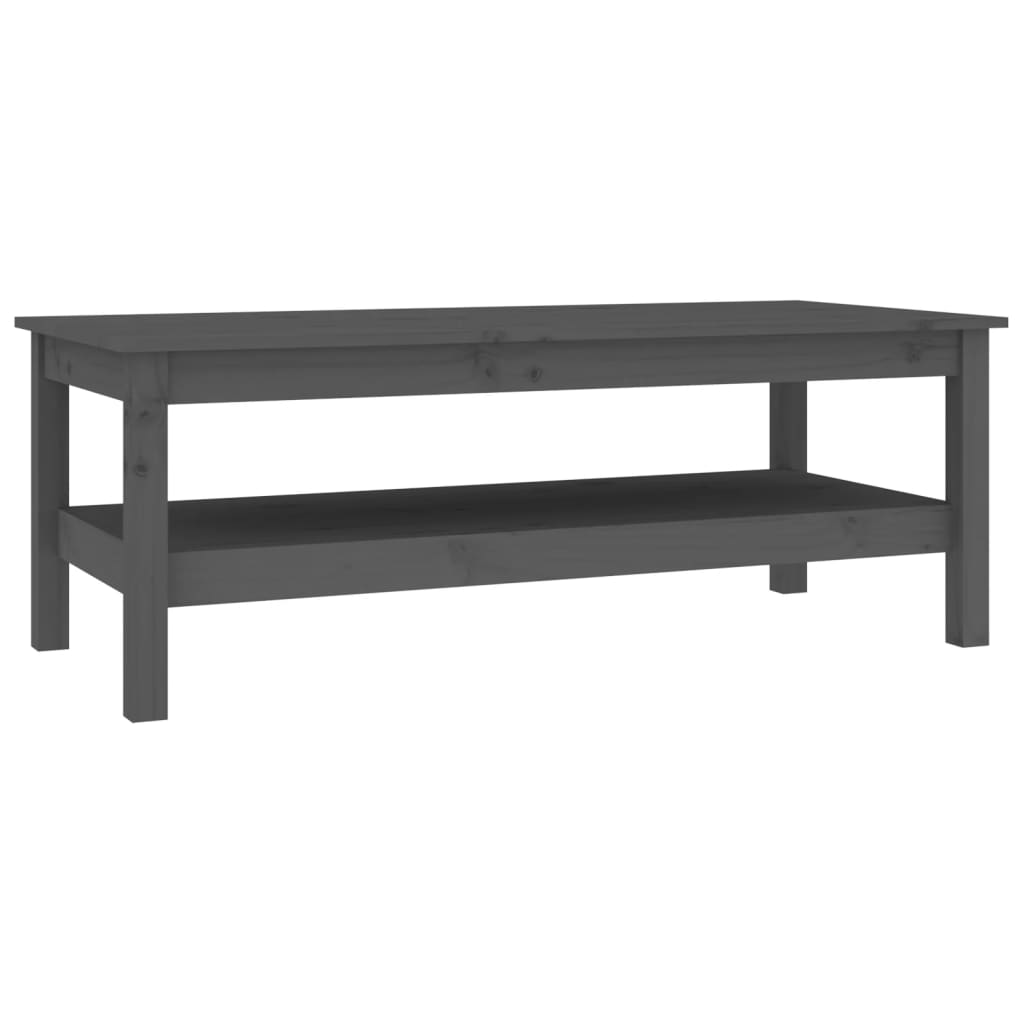 szürke tömör fenyőfa dohányzóasztal 110 x 50 x 40 cm (814276)