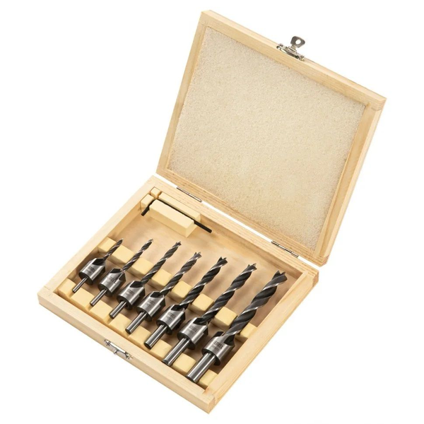 Комплект свредла Denzel, зенкерни за дърво 3-10 мм, 7 бр