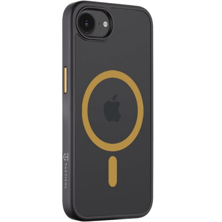 Apple iPhone 16e, Műanyag hátlap védőtok + szilikon keret, közepesen ütésálló, Magsafe kompatibilis, Tactical MagForce Hyperstealth 2.0, áttetsző/fekete/sárga (TS11577)