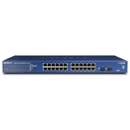NETGEAR GS724Tv6 Administreret L2+/L3 Gigabit Ethernet (10/100/1000) 1U Blå, Grå