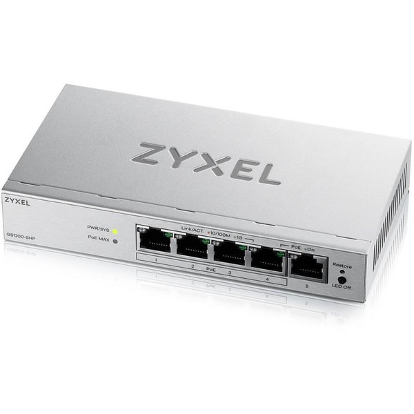 Zyxel GS1200-5HPV3 Managed L2 Gigabit Ethernet (10/100/1000) Power over Ethernet (PoE) Desktop Grijs